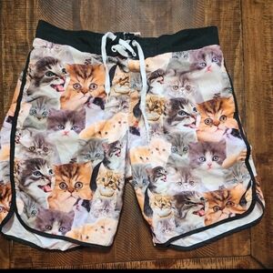 Mens Bioworld All Over Print Cats Board Shorts Swimsuit Size XL